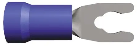 Produktfoto 1 von TE Connectivity PLASTI-GRIP Blau Isoliert Gabelkabelschuh B. 6.35mm, M3.5 Vinyl 16 AWG 14 AWG