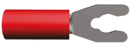TE Connectivity PIDG Rot Isoliert Gabelkabelschuh B. 6.35mm, M3.5 Nylon 22 AWG 16 AWG