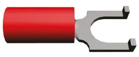 Produktfoto 1 von TE Connectivity PLASTI-GRIP Rot Isoliert Gabelkabelschuh B. 7.52mm, M5 Polyvinylchlorid 22 AWG 16 AWG
