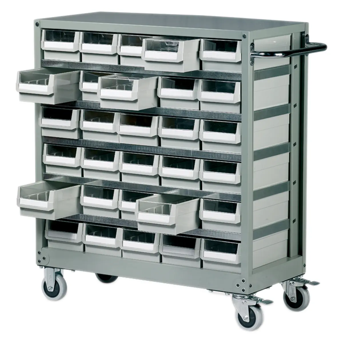 Produktfoto 1 von RS PRO 30 Stahl Schubladenmagazin Grau, 880 mm x 880 mm x 400 mm
