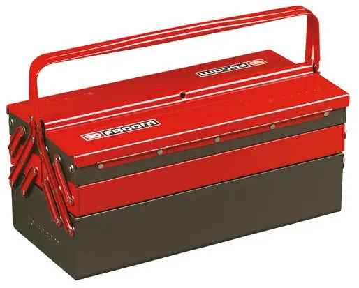 Produktfoto 1 von Facom Metall Werkzeugbox Koffer und Truhen Schwarz, Rot, 5 Schubladen, L. 560 mm B. 220mm H. 238, 5 kg, Vorhängeschloss