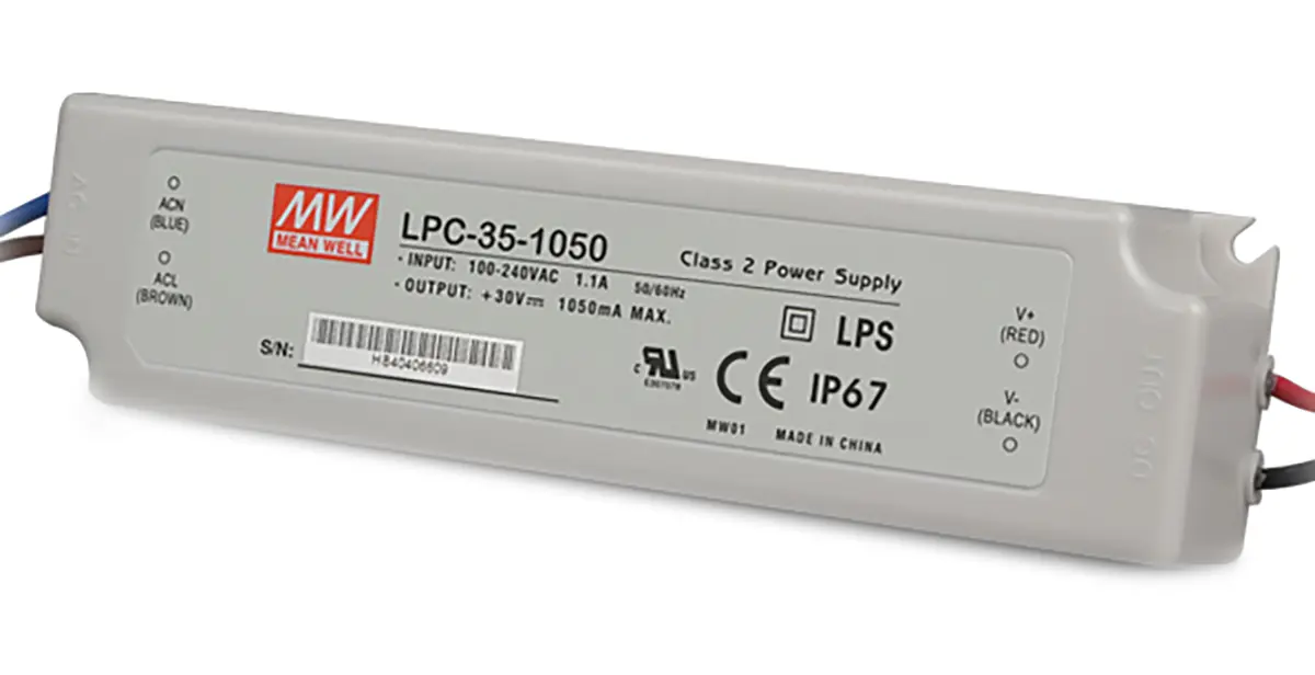 MEAN WELL LED-Treiber, 31.5 W 127 → 370 V dc, 90 → 264 V ac LED-Treiber 1050 mA, Ausgang 9/30 V