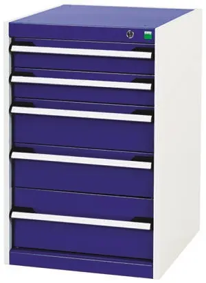 Produktfoto 1 von Bott 5 Stahl Schubladenmagazin Blau, Grau, 800 mm x 525 mm x 650 mm