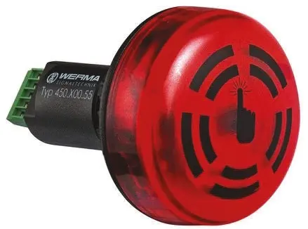 Produktfoto 1 von Werma 450 LED Dauer-Licht Summer-Signalleuchte Rot / 80dB, 30 Vdc