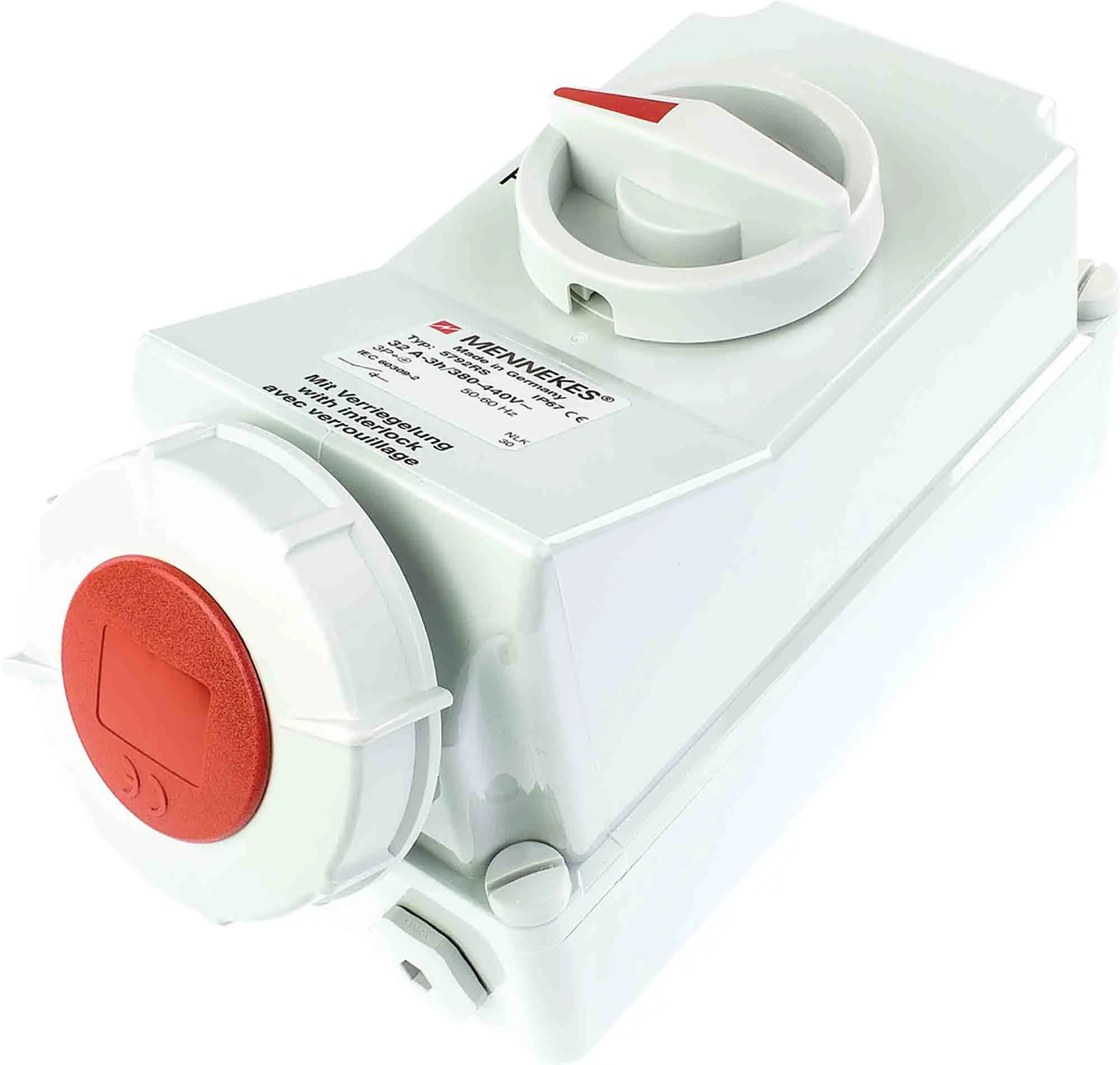 Produktfoto 1 von MENNEKES CEE Steckvorrichtung Überspannungsschutz, Buchse Rot Gerade 3+E 6 h 125A, 400 V, IP40
