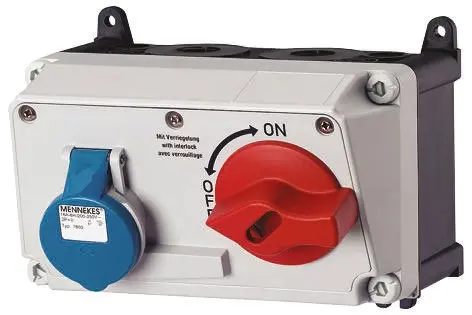 Produktfoto 1 von MENNEKES CEE Steckvorrichtung Überspannungsschutz, Buchse Blau gewinkelt 2+E 6 h 16A, 230 V, IP44