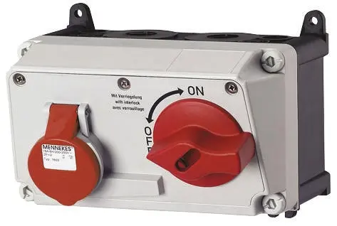 Produktfoto 1 von MENNEKES CEE Steckvorrichtung Überspannungsschutz, Buchse Rot gewinkelt 3+N+E 6 h 32A, 400 V, IP44