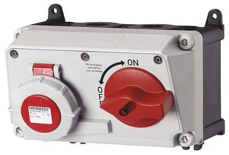 Produktfoto 1 von MENNEKES CEE Steckvorrichtung Überspannungsschutz, Buchse Rot gewinkelt 3+N+E 6 h 16A, 400V, IP67