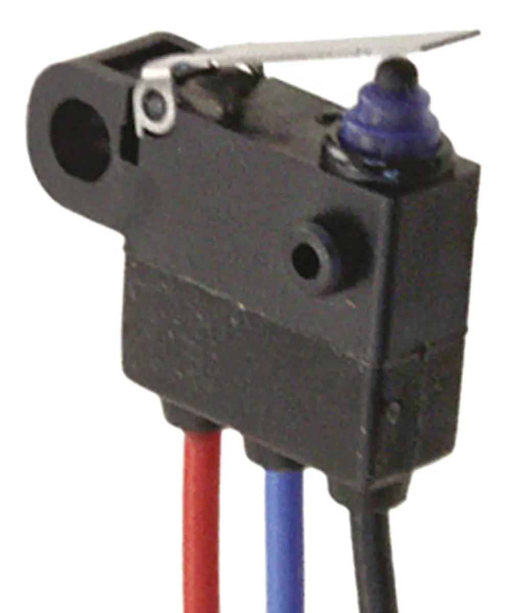 Produktfoto 1 von Omron Mikroschalter Scharnierhebel-Betätiger Vorverdrahtet, SPST, 2A IP67 0.75N -40 °C - 85 °C