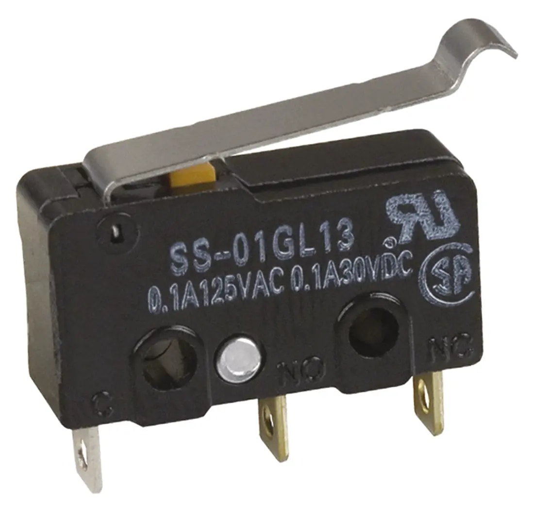 Produktfoto 1 von Omron Mikroschalter Rollenhebel simuliert-Betätiger Lot, 1-poliger Umschalter, 250 V ac, 30 V dc, 100mA IP40 0.16N -25