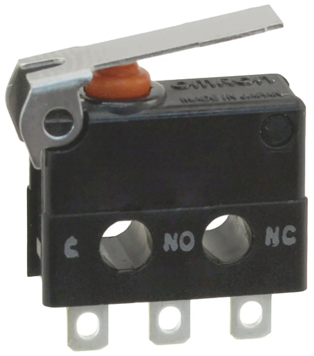 Produktfoto 1 von Omron Mikroschalter Kurzer Hebel-Betätiger Lot, 1-poliger Umschalter, 600 V ac, 30 V dc, 0.1A IP67 1.15N -40 °C - 85 °C