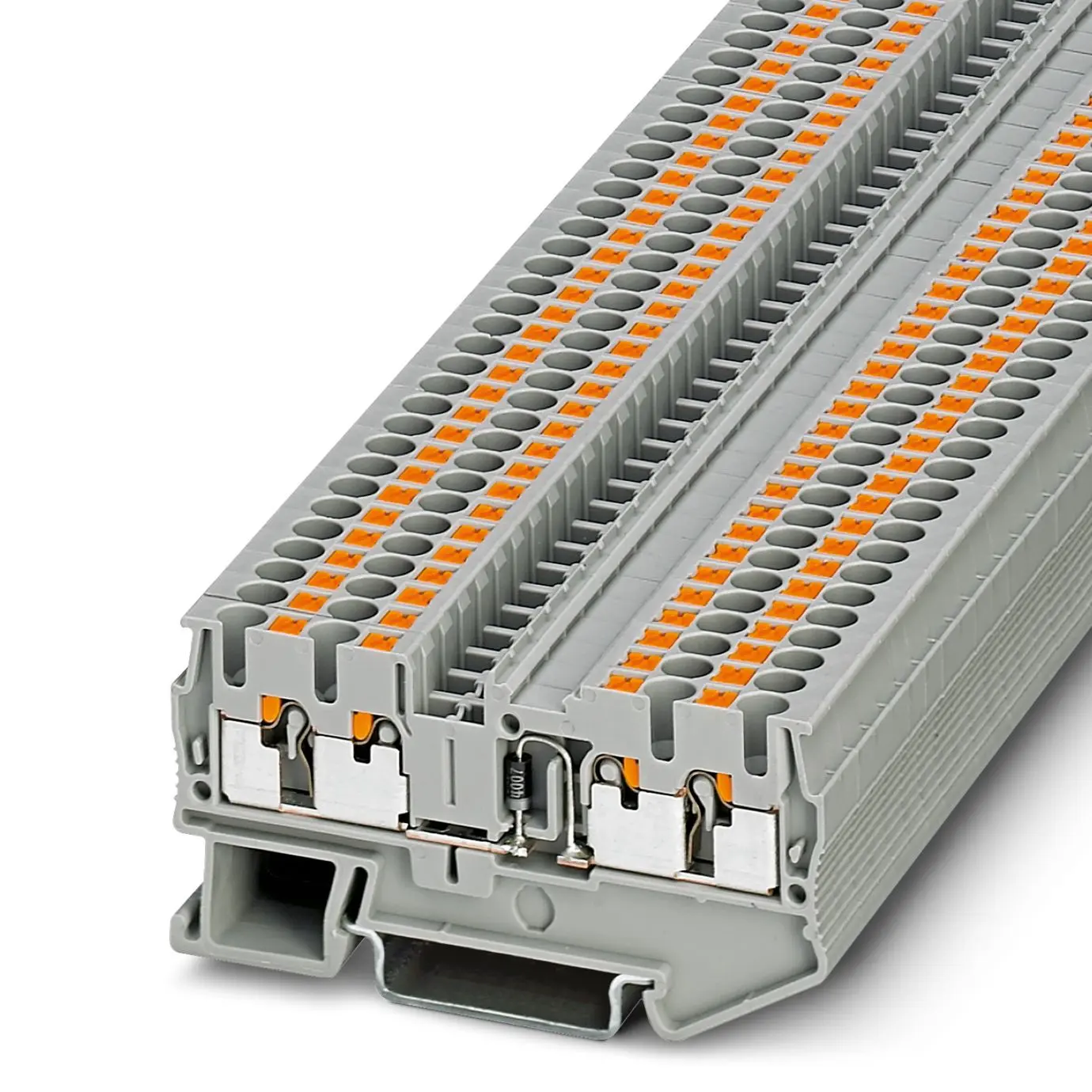 Produktfoto 1 von Phoenix Contact PT 2.5-QUATTRO-DIO/R-L Reihenklemme Einfach Grau, 0.14 → 4mm², 800 V / 500mA, Einstecken
