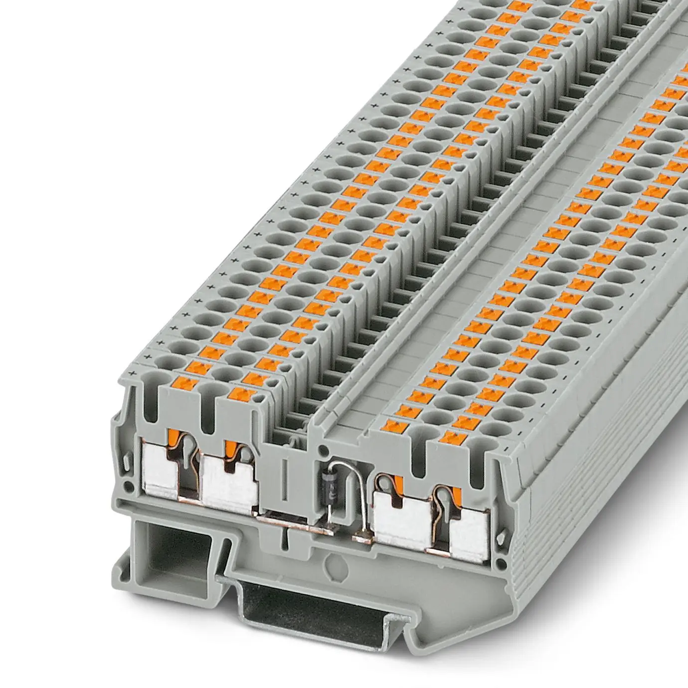Produktfoto 1 von Phoenix Contact PT 2.5-QUATTRO-DIO/L-R Anschlussklemmenblock für Durchkontaktierung 1 Grau, 0.14 to 4 mm², 800 V