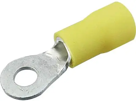 Produktfoto 1 von JST FV Ringkabelschuh, Isoliert 12 AWG, Vinyl, Gelb, 10 AWG max.AWG, aussen ø 9.5 mm, innen ø 4.3 mm, M4