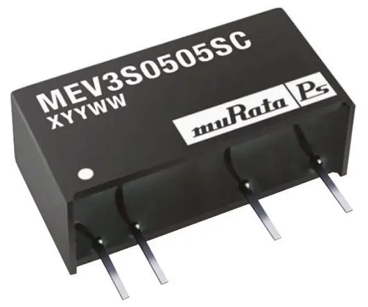 Produktfoto 1 von Murata Power Solutions MEV3 DC/DC Konverter, 5V dc OUT 0.6 A 5.5V dc 3 kV dc 3 W -40 °C 85 °C