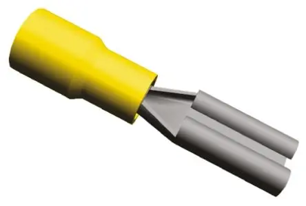 Produktfoto 1 von TE Connectivity PIDG FASTON .110 Flachsteckhülse, Gelb, Isoliert, 2.79 x 0.79 mm, Buchse, 26 AWG min, 22 AWG