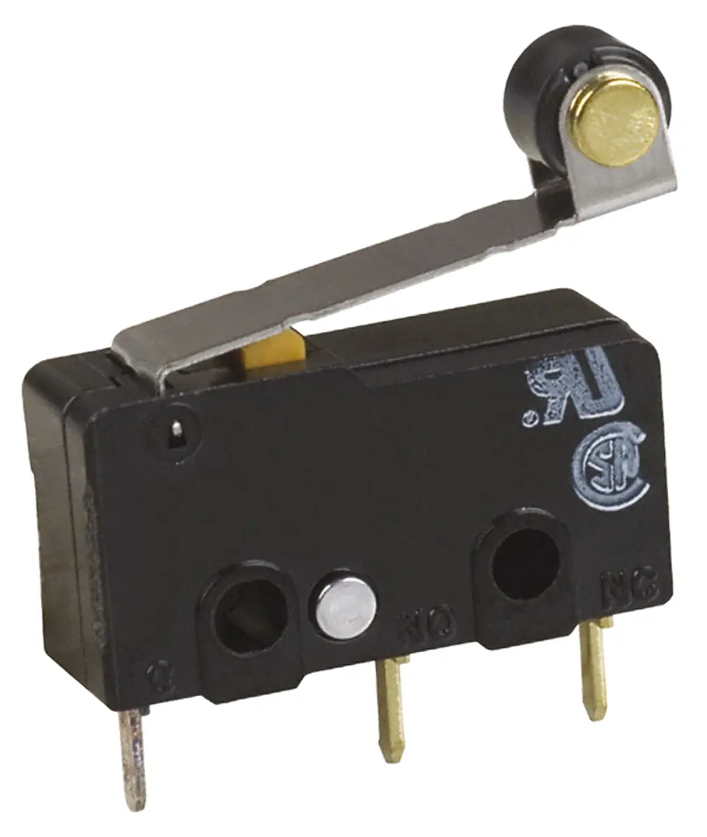 Produktfoto 1 von Omron Mikroschalter Rollenhebel-Betätiger Leiterplatten-Anschlussklemme, 1-poliger Umschalter, 30 V dc, 100mA IP40 0.16N