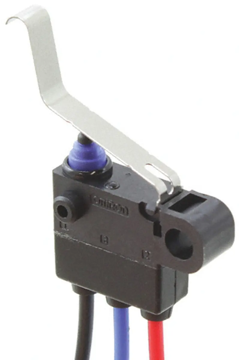 Omron Mikroschalter Langer Blatthebel-Betätiger Vorverdrahtet, 1-poliger Umschalter, 2A IP67 0.9N -40 °C - 85 °C