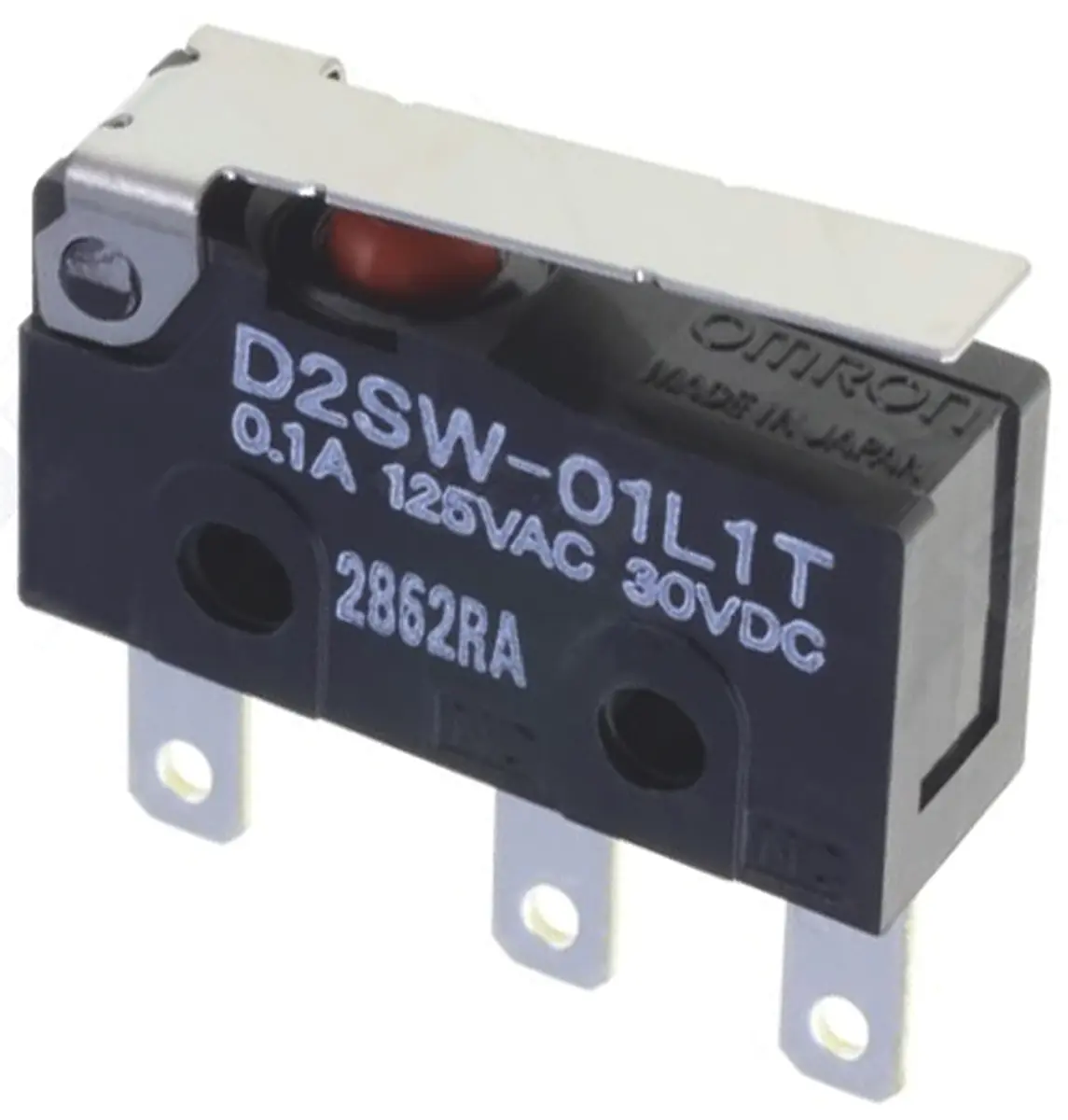 Produktfoto 1 von Omron Mikroschalter Scharnierhebel-Betätiger Stecker, 1-poliger Umschalter, 30 V dc, 100mA IP67 0.59N -40 °C - 85 °C
