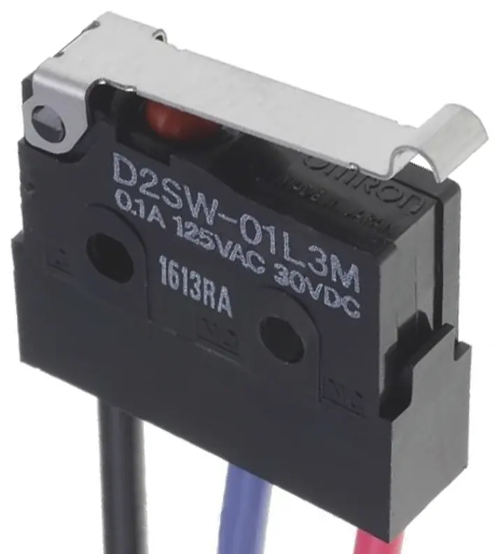 Omron Mikroschalter Rollenhebel simuliert-Betätiger Vorverdrahtet, 1-poliger Umschalter, 30 V dc, 100mA IP67 0.59N -40