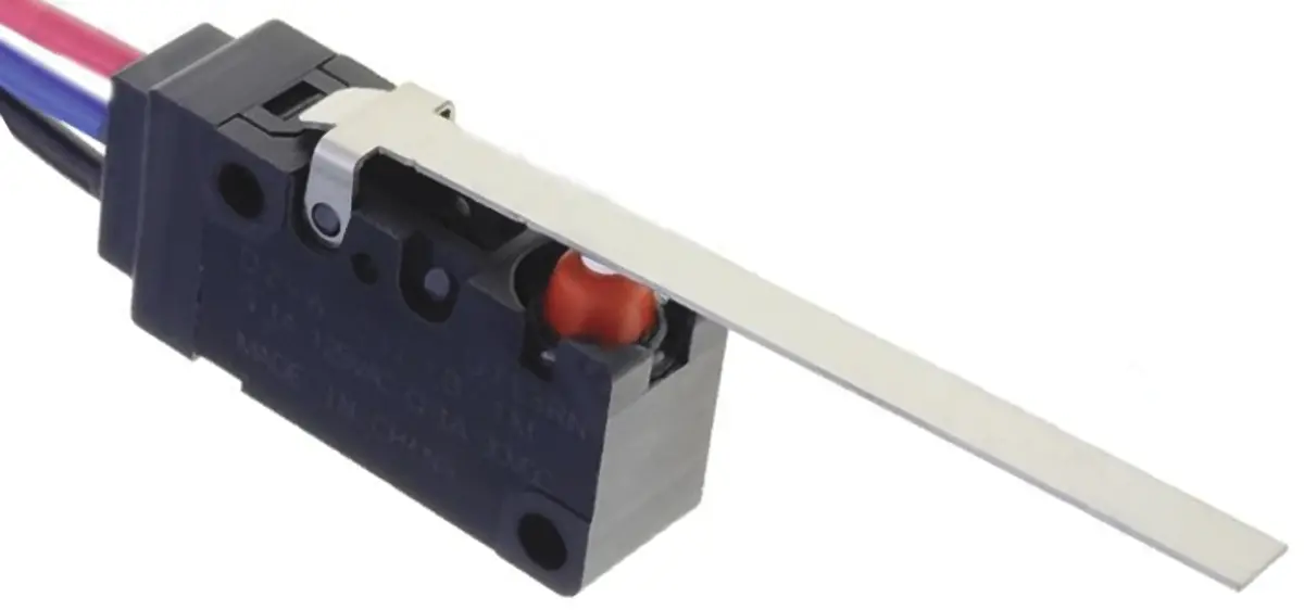 Omron Mikroschalter Scharnierhebel lang-Betätiger verdrahtet, 100 mA @ 30 V dc, SPDT IP 67 0,59 N -40°C - +85°C