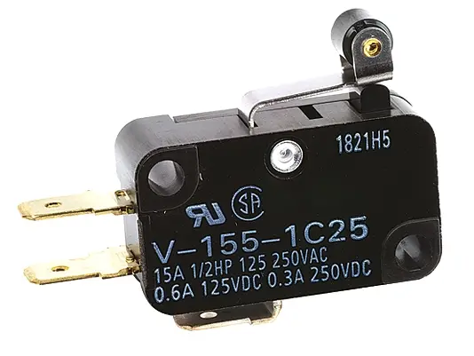 Produktfoto 1 von Omron Mikroschalter Kurzer Rollenhebel-Betätiger Stecker, 1-poliger Umschalter, 250 V ac, 5A IP40 0.59N -25 °C - 80 °C