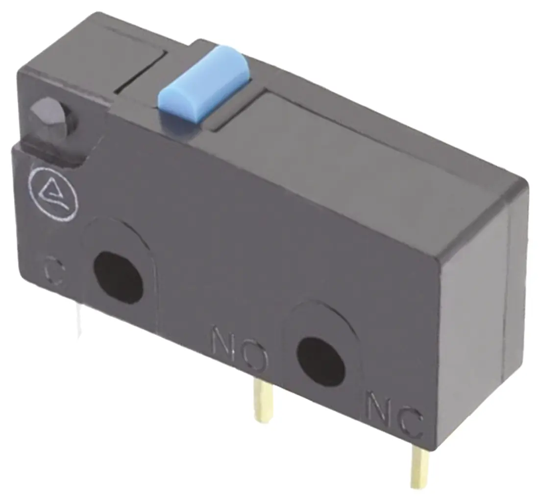 Produktfoto 1 von Omron Subminiatur-Mikroschalter Stiftstößel-Betätiger Leiterplatten-Anschlussklemme, 1-poliger Umschalter, 250 V ac, 30
