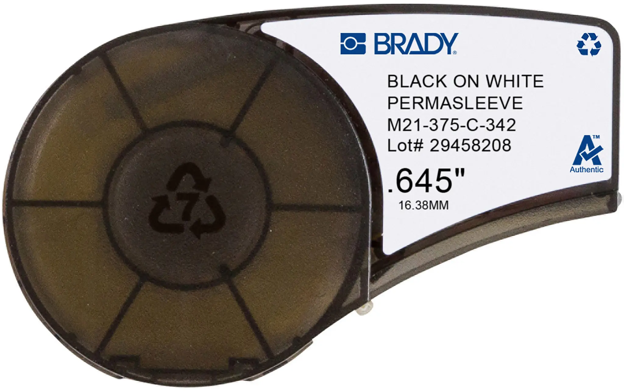 Produktfoto 1 von Brady B-342 Beschriftungsband Schwarz für M210, M210-LAB, M211, BMP21-PLUS, BMP21-LAB, IDPAL, LABPAL auf Schwarz auf