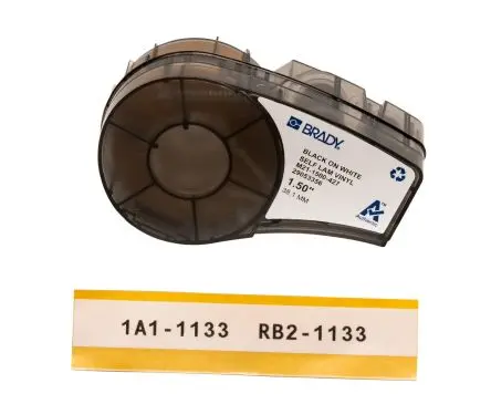 Produktfoto 1 von Brady Wärmeschrumpf-Etiketten Schwarz für BMP21 LAB auf Klar, Weiß 14.26 m 38.1 mm 4.3 m 38.1 mm