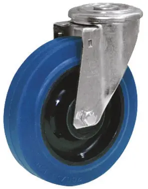 Produktfoto 1 von LAG Drehlager Lenkrolle, Rad ø 125mm, 180kg, Ges H. 160mm, Rad B. 40mm, Bolzenloch, Gummi-Material