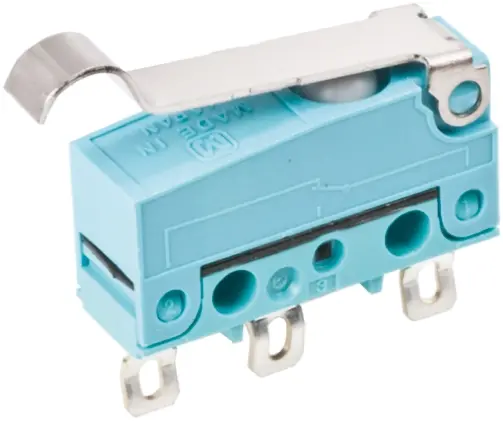 Produktfoto 1 von Panasonic Mikroschalter Rollenhebel simuliert-Betätiger Lot, 1-poliger Wechsler, 250 V ac, 30 V dc, 2A IP50 0.54N -40 °C