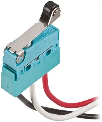 Produktfoto 1 von Panasonic Mikroschalter Rollenhebel-Betätiger Vorverdrahtet, 1-poliger Wechsler, 250 V ac, 30 V dc, 100mA IP67 0.59N -40