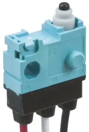 Produktfoto 1 von Panasonic Mikroschalter Stiftstößel-Betätiger Vorverdrahtet, 1-poliger Wechsler, 30 V dc, 100mA IP67 1.5N -40 °C - 85 °C