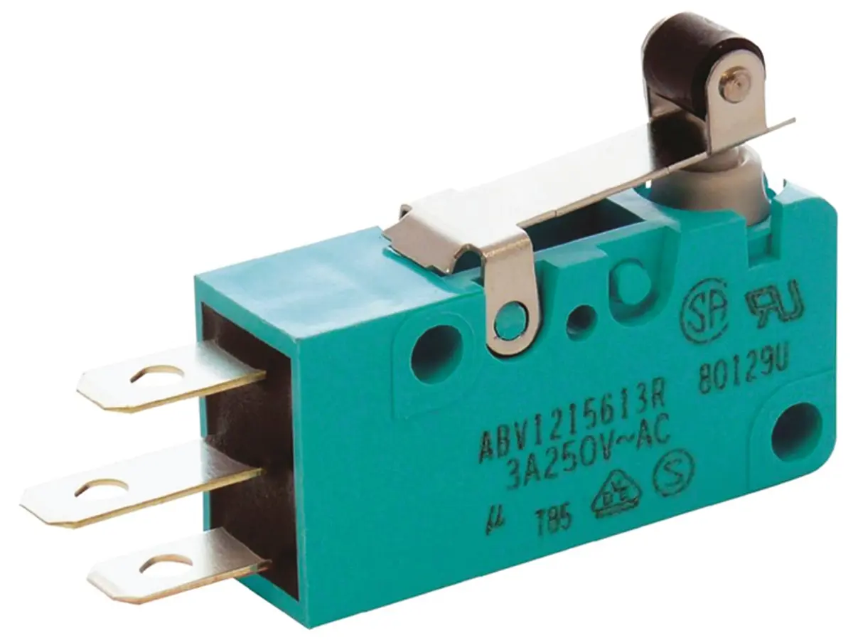 Produktfoto 1 von Panasonic Mikroschalter Kurzer Rollenhebel-Betätiger Stecker, 1-poliger Wechsler, 250 V ac, 24 V dc, 5A IP50 2.16N -40