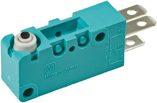 Produktfoto 1 von Panasonic Mikroschalter Stiftstößel-Betätiger Stecker, 1-poliger Wechsler, 250 V ac, 24 V dc, 5A IP50 0.98N -40 °C - 85
