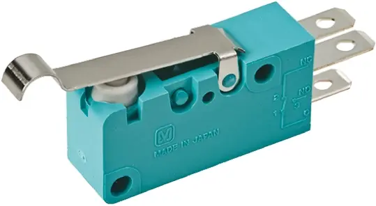 Produktfoto 1 von Panasonic Mikroschalter Rollenhebel simuliert-Betätiger Stecker, 1-poliger Wechsler, 250 V ac, 24 V dc, 5A IP50 1.18N