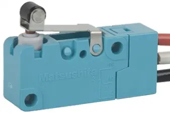 Produktfoto 1 von Panasonic Mikroschalter Kurzer Rollenhebel-Betätiger verdrahtet, 3 @ 250 Vac A, 1-poliger Wechsler IP 67 1,08 N -40°C -