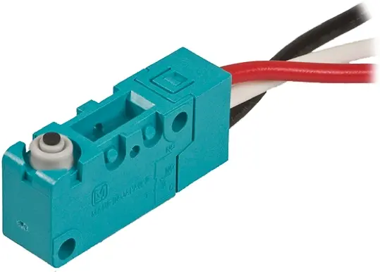 Panasonic Mikroschalter Stiftstößel-Betätiger Vorverdrahtet, 1-poliger Wechsler, 250 V ac, 3A IP67 0.98N -40 °C - 85 °C