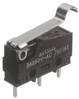 Produktfoto 1 von Panasonic Mikroschalter Rollenhebel simuliert-Betätiger Leiterplatten-Anschlussklemme, 1-poliger Wechsler, 250 V ac, 3A