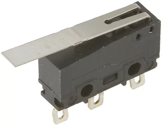 Produktfoto 1 von Panasonic Mikroschalter Scharnierhebel lang-Betätiger Lot, 1-poliger Wechsler, 250 V ac, 30 V dc, 100mA 0.12N -25 °C -