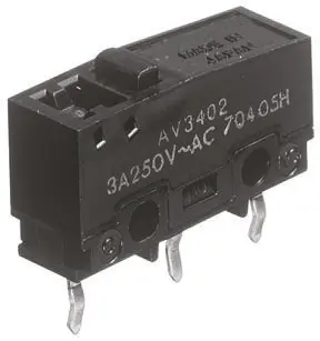 Produktfoto 1 von Panasonic Mikroschalter Stiftstößel-Betätiger Leiterplatten-Anschlussklemme, 1-poliger Wechsler, 250 V ac, 3A 0.98N -25