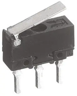 Produktfoto 1 von Panasonic Mikroschalter Scharnierhebel-Betätiger Leiterplatten-Anschlussklemme, 1-poliger Wechsler, 30 V dc, 500mA 0.25N