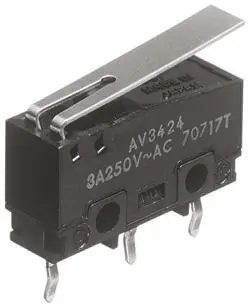 Produktfoto 1 von Panasonic Mikroschalter Scharnierhebel-Betätiger Leiterplatten-Anschlussklemme, 1-poliger Wechsler, 250 V ac, 3A 0.34N