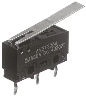 Produktfoto 1 von Panasonic Mikroschalter Scharnierhebel lang-Betätiger Leiterplatten-Anschlussklemme, 1-poliger Wechsler, 250 V ac, 30 V
