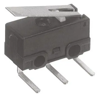 Produktfoto 1 von Panasonic Mikroschalter Scharnierhebel-Betätiger Rechtwinklige Leiterplatte, 2 A @ 30 V dc, 1-poliger Wechsler 0,49 N