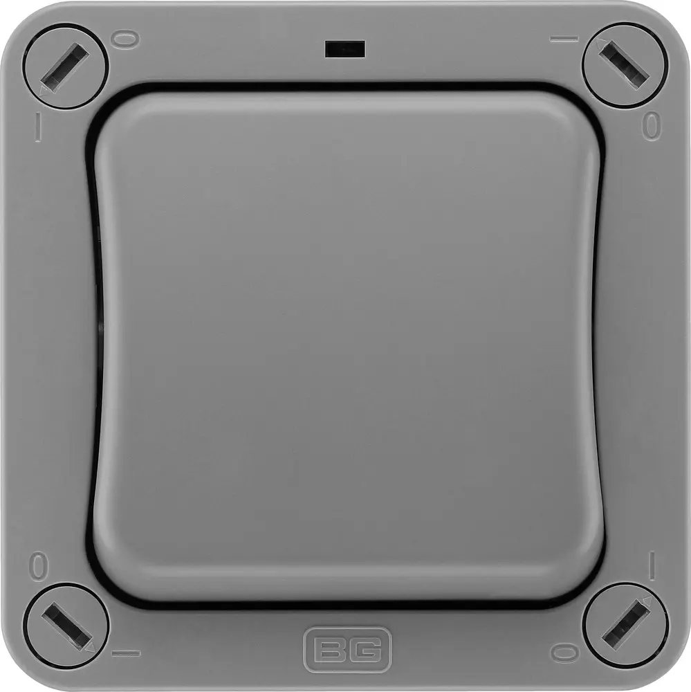 Produktfoto 1 von BG Electrical Storm Wippschalter Lichtschalter 1-teilig, 2-polig, 2 Wege Grau IP66 20 A, Polycarbonat