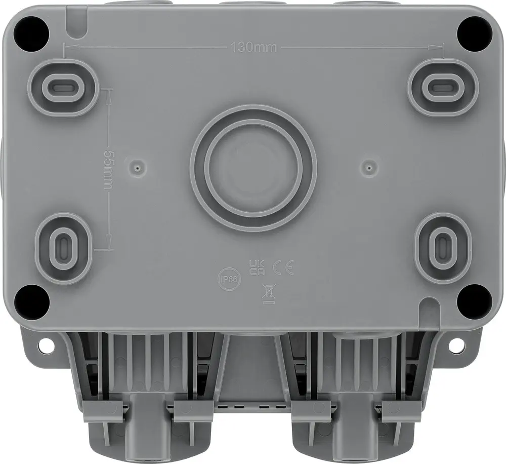 Produktfoto 1 von BG Electrical Storm Steckdose Geschaltet Typ G – Britisch 2-fach Außen Polycarbonat Grau / 13 A