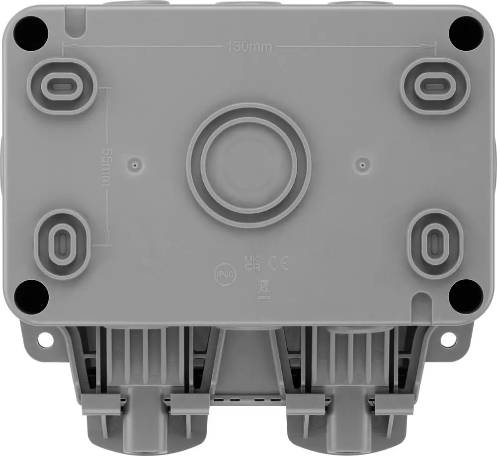 Produktfoto 1 von BG Electrical Storm Steckdose Typ G – Britisch 2-fach Außen Polycarbonat Grau / 13 A