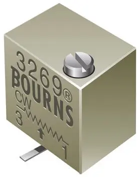 Produktfoto 1 von Bourns 3269 12-Gang SMD Trimm-Potentiometer, Einstellung von oben, 5 kΩ, 10 %, 0.25 W, Lötstift, L. 6.35 mm