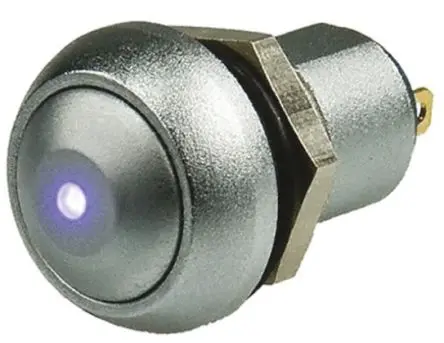 Produktfoto 1 von APEM IP Druckschalter Blau Beleuchtet Rastend Panel Ø 12.9 mm, SPST / 5A 24 V dc 125 V ac, IP67